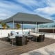 Adjustable 10x20 feet gray folding sun shelter with sturdy steel frame, ideal for outdoor parties and picnics.