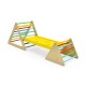 3-in-1 wooden triangle climber set with ramp, designed for stability and safety, perfect for children's play and motor.