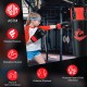 Kids hanging punching bag set in black with gloves, designed for training Karate and Taekwondo, promotes active play.