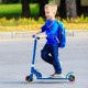 Kids toy kick scooter in blue with adjustable height, LED flashing wheels, and a comfortable wide deck for safe riding.