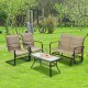 4-piece outdoor patio furniture set featuring a padded glider loveseat and coffee table in brown for garden relaxation.