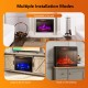 28-inch electric fireplace showing multiple installation modes: recessed, tabletop, and TV stand for versatile home.