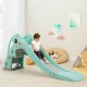 Kids climber slide play set in green with basketball hoop, featuring a stable base and smooth, safe sliding surface.