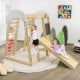 Wooden 8-in-1 indoor playground climbing gym with slide and ladder, perfect for children's play and development.