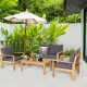 4-piece outdoor acacia wood chat set with a central coffee table, perfect for garden gatherings and family time.