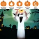 6 feet Halloween inflatable ghost with pumpkin, LED lights, waterproof material, perfect for indoor and outdoor decor.