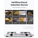 Double hot plate electric burner with stainless steel surface, 1800W power, suitable for all cookware types.
