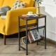 Narrow end table with a mesh magazine holder sling, sturdy steel base, perfect for small spaces in living rooms or.