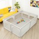 Extra-large gray safety baby fence with 50 ocean balls, featuring a stable design and 360° visibility for interactive.