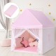 Large pink kids play tent with solid wood frame and soft mat, perfect for indoor and outdoor play.