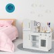 Kids kitchen playset with vivid faucet, telephone, and storage, promoting pretend play and organization skills.