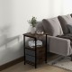 3-tier retro nightstand in walnut with a sleek metal frame and open shelf, perfect for bedside essentials and decor.