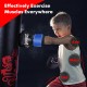 Child practicing boxing with gloves on a punching bag from the 5 Pieces 40Lbs Filled Punching Boxing Set for effective.
