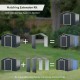 Outdoor storage shed extension kit in gray, made of durable color coated steel, expands 9.1 ft shed to 16 ft storage.