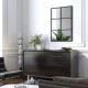 Black 3-layered decorative wall mirror with metal frame, ideal for modern living room decor and space-saving.