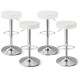 Set of 2 white PU leather swivel bar stools with chrome footrest, adjustable height, perfect for kitchen or bar use.