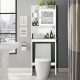 White over-the-toilet cabinet with adjustable shelves, modern design, and ample storage for bathroom organization.