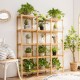 Five-tier bamboo shelf with 12 potted plants, perfect for displaying ornaments in any room or balcony.