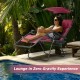 Folding recliner lounge chair with adjustable sun shade canopy and cup holder, perfect for outdoor relaxation by the.