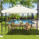 10 x 10 feet patio gazebo canopy tent with a double tier roof and decorative patterns, ideal for outdoor gatherings.