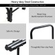 Close-up of the heavy-duty steel construction of the 8 feet outdoor firewood log rack with non-slip pads for stability.