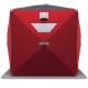 Red 2-person portable pop-up ice fishing tent with dual-layer windows for customizable ventilation and comfort.
