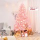 Pink 7.5 feet hinged artificial Christmas tree with full-bodied design, perfect for festive home and commercial.