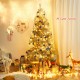 7.5 ft unlit silver tinsel Christmas tree with 1258 branch tips, perfect for indoor and outdoor holiday decoration.