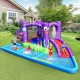 Colorful inflatable water slide park with octopus design, featuring a splash pool, slide, and various play areas for.