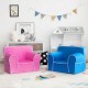 Upholstered kids sofa in pink with velvet fabric and ergonomic design, perfect for playrooms and comfortable seating.
