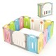 Foldable 14-panel baby playpen in multicolor, made of safe HDPE, with safety lock and non-slip rubber pads for.