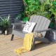 Gray HDPE patio Adirondack chair with wide armrests, perfect for two people, ideal for backyard or porch relaxation.
