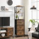 Freestanding vertical dresser in rustic brown with 3 drawers and 3 open shelves, ideal for living room or bedroom.