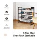 4-tier steel shoe rack with breathable mesh shelves, ideal for entryway storage of up to 16 pairs of shoes.