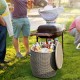 Rattan cool bar cocktail table with 9.5-gallon capacity, used as an ice bucket and side table for outdoor gatherings.