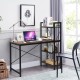 Compact 47.5-inch writing desk with 4-tier shelves, adjustable legs, and sturdy X-shape frame for home office use.