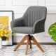Swivel accent chair with breathable linen upholstery and beech wood legs, perfect for study or relaxation.