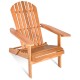 Eucalyptus foldable outdoor lounger chair with ergonomic backrest and armrests, perfect for patio relaxation.