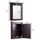 Wall-mounted brown mirror medicine cabinet with 2-tier storage, ideal for bathroom organization and space-saving.