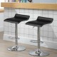 Set of 2 black adjustable PU leather backless bar stools with chrome base, perfect for gatherings and modern decor.
