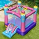 Inflatable 3-in-1 Princess Theme bounce house with slide and basketball rim, perfect for kids' outdoor fun.