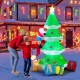 7 feet inflatable Christmas tree with Santa and dog, featuring LED lights, perfect for outdoor holiday decorations.