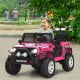 Kids electric ride-on truck in pink with remote control, featuring thick wheels and a spacious seat for safe outdoor.