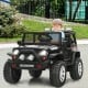 Kids electric ride-on truck in black with remote control, featuring thick wheels and a comfortable seat for safe.