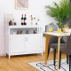 White kitchen buffet server sideboard with 2 doors, adjustable shelf, and spacious countertop for dining room storage.