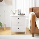 Modern white 3-drawer wooden nightstand with easy-grip knobs, perfect for bedroom or living room organization.