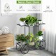 6-tier metal plant stand in garden cart shape, ideal for indoor and outdoor plant display and storage.