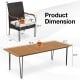 Armchair with cushion and acacia wood dining table dimensions for the 9 Pieces Outdoor Patio Dining Set.