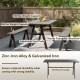 3-piece outdoor picnic table and benches set with wood-like surface, adjustable foot pads, and rustproof zinc-iron.