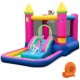 Inflatable bounce house with slide and ball pit in cute princess design, made of durable oxford fabric for kids' fun.